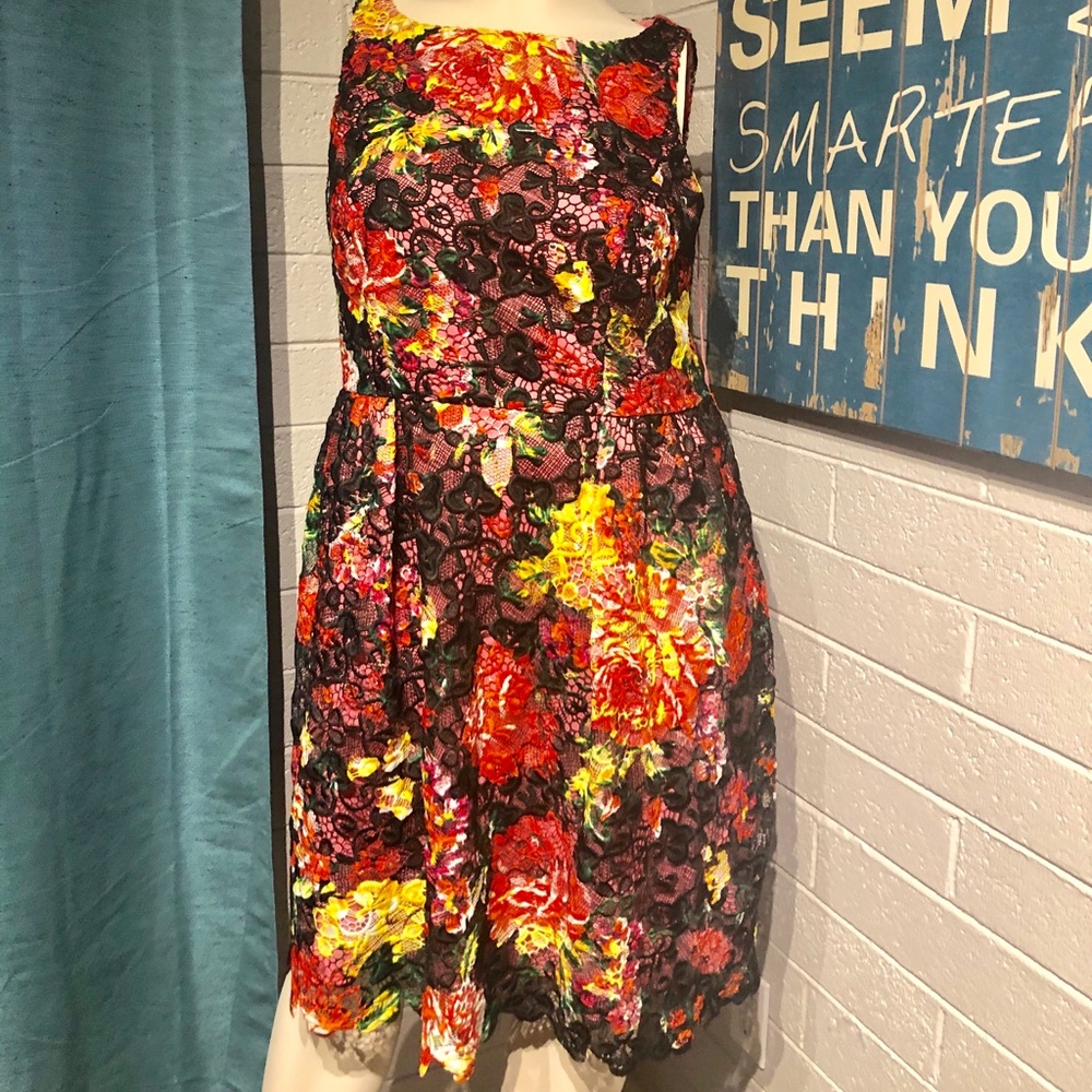 Adrianna Papell Lace Overly Dress Size 16